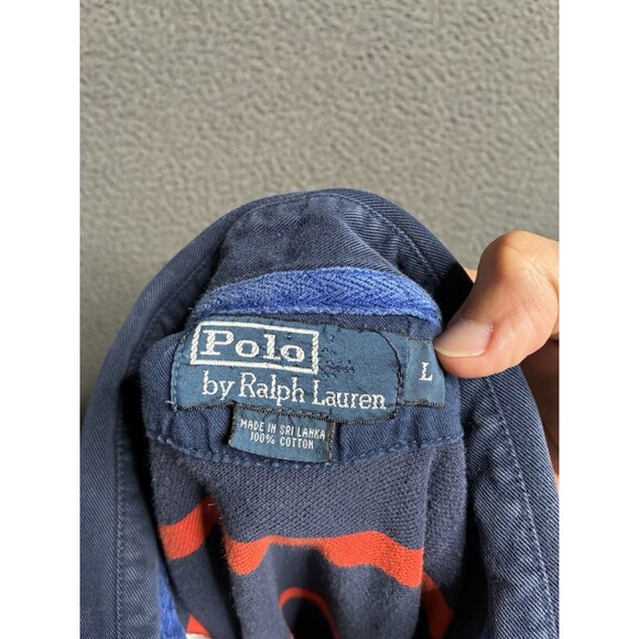 Polo Ralph Lauren Mens Large Striped Short Sleeve Rugby Arm Gussets Y2K Preppy - Picture 5 of 14